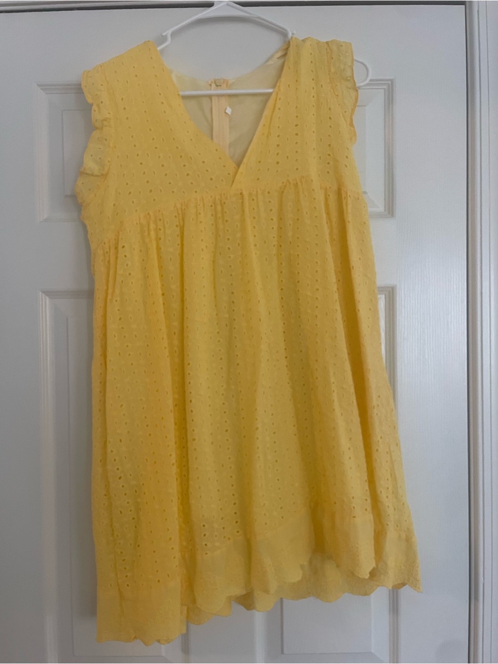 Xhilaration Bright Yellow Eyelet V-Neck Flutter Sleeve Romper